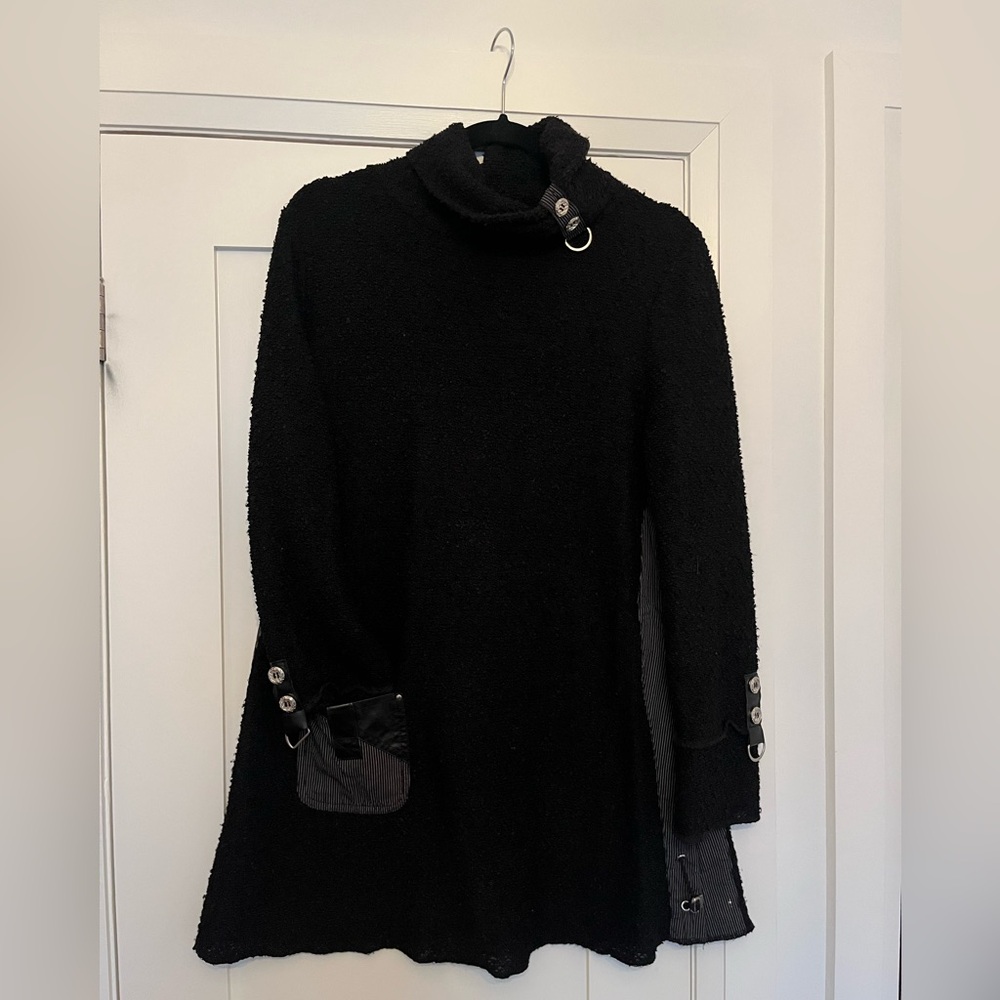 Textured Black Long Sleeve Dress